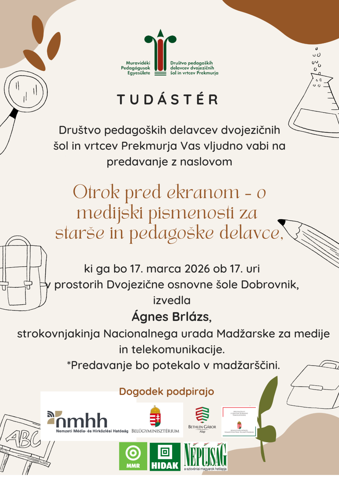 Tudástér – Ágnes Brlázs: Otrok pred ekranom – o medijski pismenosti za starše in pedagoške delavce