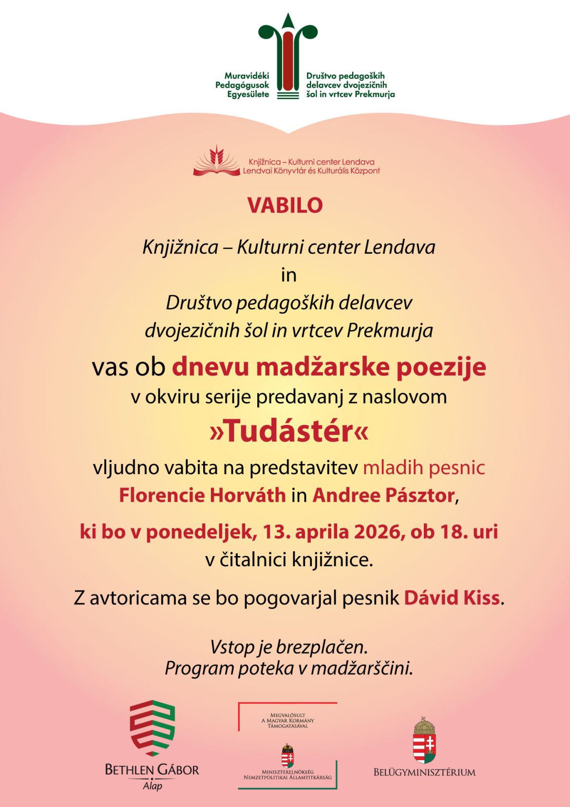 Tudástér – Dan madžarske poezije